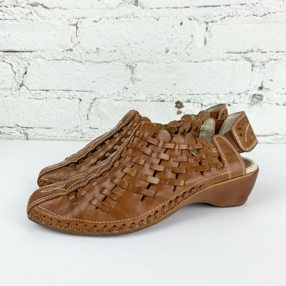 Pikolinos Romana Slingback Woven Weave Leather Slip On Loafer Heels 38 - Picture 2 of 14